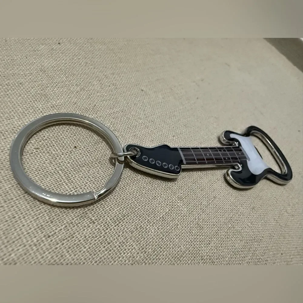 Electric Guitar Keychain Bottle Opener – Rock Music Lover Gift in Black …